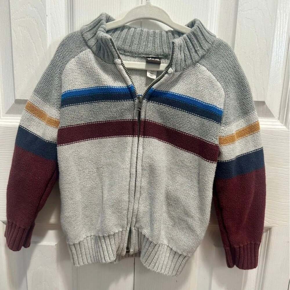 Tea Collection Full Zip Knit Sweater Size 2-3T Striped Multicolor